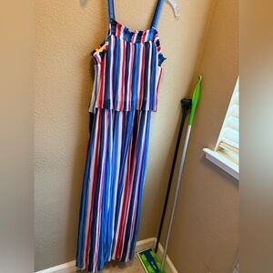 Lane Bryant red white & blue Striped maxi dress size 14/16